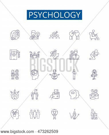 Psychology Line Icons Signs Set. Design Collection Of Psychology, Mind, Brain, Emotions, Behavior, C