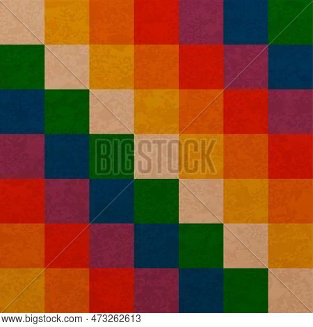 Indigenous Wiphala Nation Flag Illustration Of Traditional Native People In South America. Colorful 