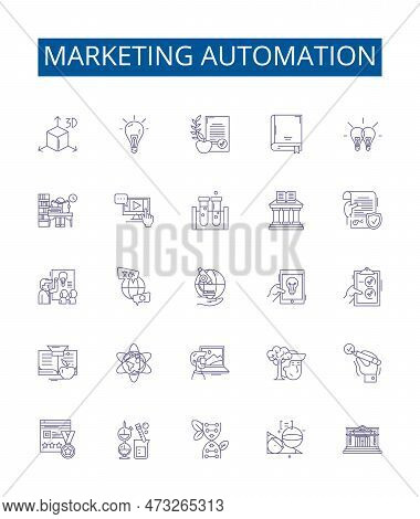 Marketing Automation Line Icons Signs Set. Design Collection Of Automation, Marketing, Software, Str