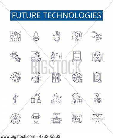 Future Technologies Line Icons Signs Set. Design Collection Of Artificial, Intelligence, Robotics, Q
