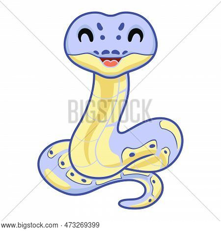 Vector Illustration Of Cute Killer Clown Ball Python Cartoon