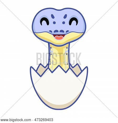 Vector Illustration Of Cute Killer Clown Ball Python Cartoon Inside An Egg