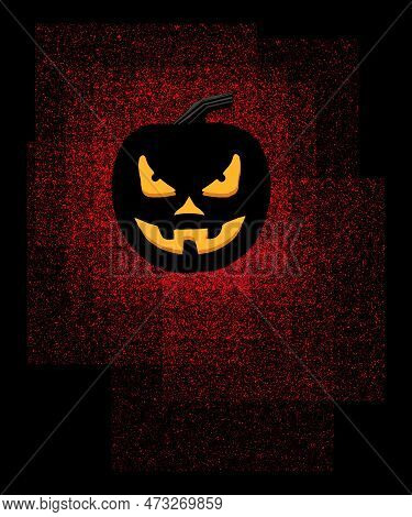 A Fierce Looking Jack-o-lantern Is Seen Glowing Yellow From The Eyes, Nose And Mouth In The 3-d Hall