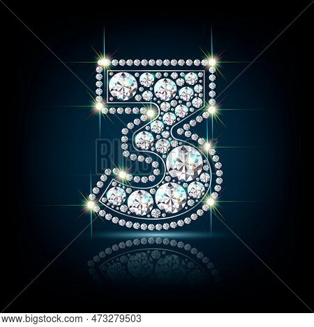 Number Three Figure Made Of Diamonds Vector
