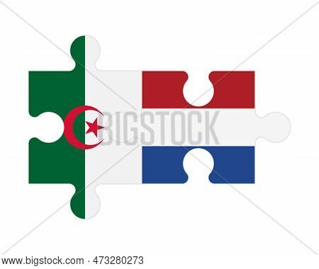 Connected Puzzle Of Flags Of Algeria And Netherlands, Vector