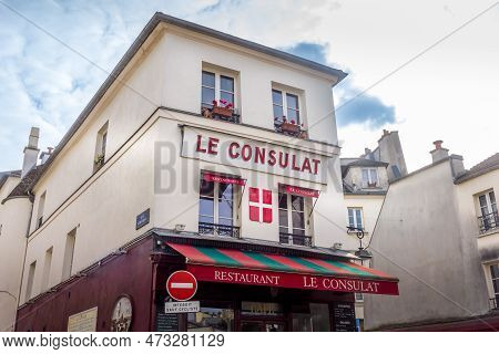 Paris, France - 6 March, 2023: View Of The Consulat In Montmartre.  The Traditional District Is Famo