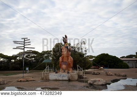 Eucla, Australia - April 22, 2022: South Australia And Western Australia Border Quarantine Checkpoin