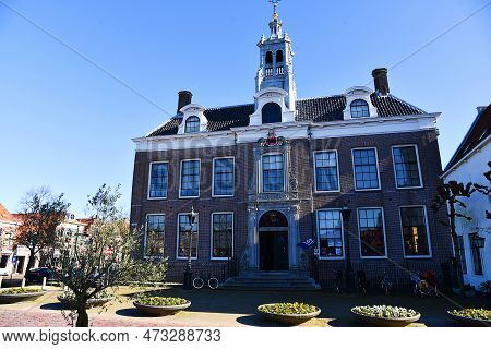 Edam, The Netherlands. February 2023. The Old Townhall Of Edam, Holland.