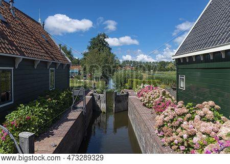 Lock On The Braakslot Canal In Zaandam District Kalf. Province Of North Holland In The Netherlands