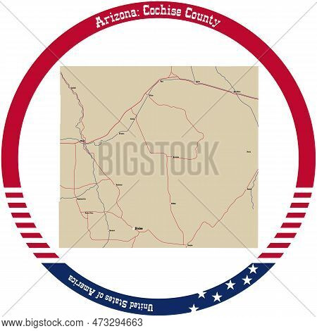 Map Of Cochise County In Arizona, Usa Arranged In A Circle.