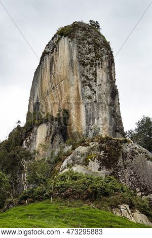 The Stone Entrerríos Is A Monolith 22 Meters High Above Ground Level. Antioquia, Colombia