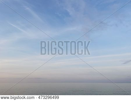 Soft Seasonal Pastel Color Sky, Pure Natural Tranguil Horizontal Outdoors Landscape. Climate, Travel