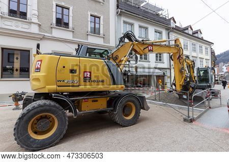 Bregenz; Austria - March 19, 2023: Repair Of Underground Utilities On The Streets Of Bregenz
