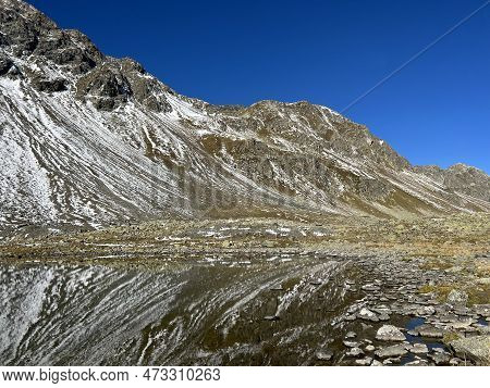 High Alpine Lake Lai Da La Scotta (schottensee Or Schotten Lake) On The Swiss Mountain Road Pass Flu