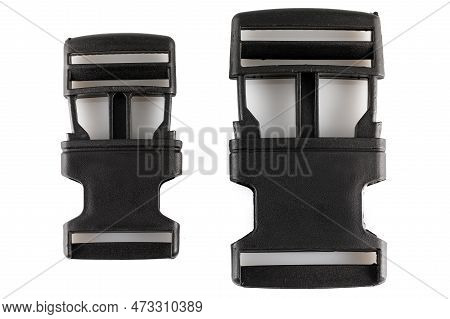 Black Plastic Fastener - Fastex.  Reinforced Plastic Carabiner For Army And Camping Equipment. Plast