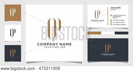 Qp Or Pq Initial Letter Logo Design Concept With Business Card Design