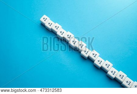 Growing Line Of Blocks Plus One. Sequence. Arithmetic Progression. Sequential Addition To The Sum. A