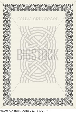 Celtic Knot Braided Frame Border Ornament. Rectange Size.
