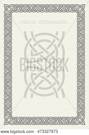 Celtic Knot Braided Frame Border Ornament. Rectange Size.