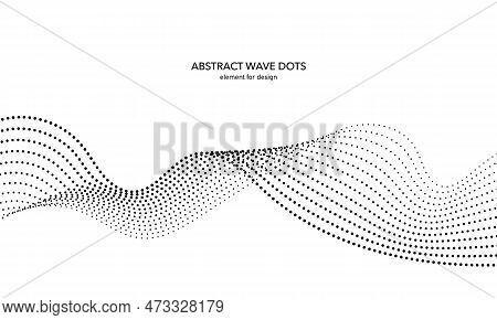 Abstract Wave Dotted Element For Design. Stylized Line With Dot On Art Background. Waves Range With 