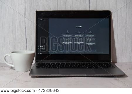 Gdansk, Poland - March 2023 Chat Gpt App Icon On Screen Of Computer Laptop Macbook Apple. Website Of