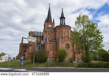 Loviisa, Finland - June 03, 2017: Near An Old Lutheran Church On A Cloudy June Day