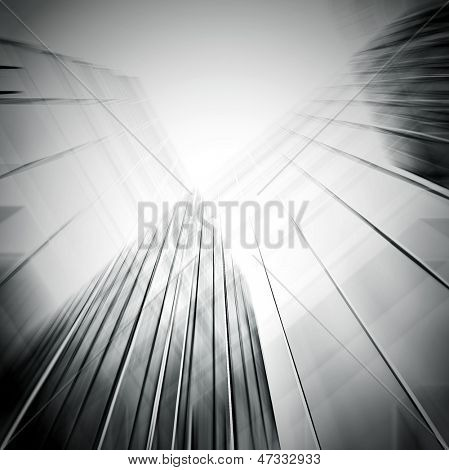 Panorama und perspektivische Weitwinkel Ansicht stahlblauen Hintergrund Glas hohe Aufstieg Gebäude skysc