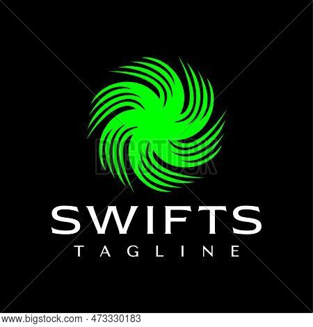 Modern Green Abstract Wind Logo Design Template. Minimalist Swift Wave Logo.