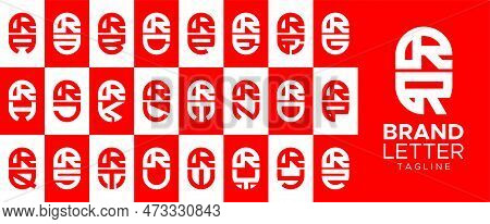Minimalist Capsule Letter R Rr Logo Design Set. Modern Line Tube Initial R Logo.