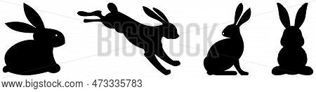 Easter Bunny Silhouette Vector In Black. Isolated Background.
Easter Symbol Ornament With Four Easte