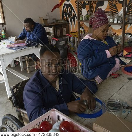 Arusha, Tanzania - October 17th, 2022:participants In The Shanga Project For People With Disabilitie