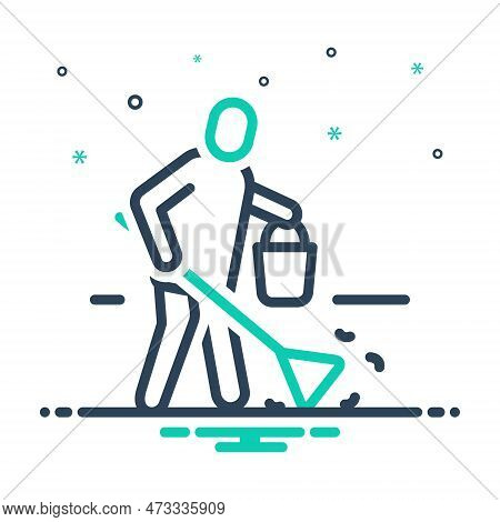 Mix Icon For Cleaner Swabber Cleaning-agent Staff Broom Cleaning-service Janitor Dust Basket