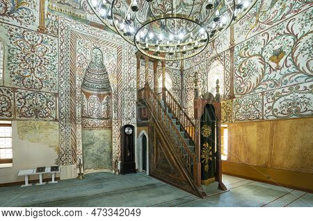 Tirana, Albania. March 2023.  Indoor View Of The Et'hem Bej Mosque In Skenderbej Square In The City 