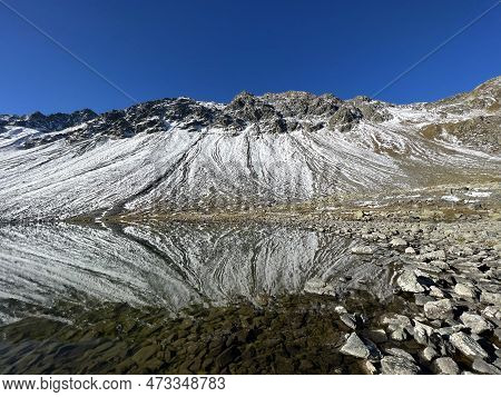 High Alpine Lake Lai Da La Scotta (schottensee Or Schotten Lake) On The Swiss Mountain Road Pass Flu