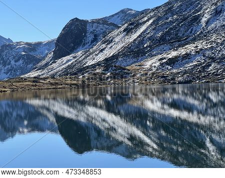 High Alpine Lake Lai Da La Scotta (schottensee Or Schotten Lake) On The Swiss Mountain Road Pass Flu