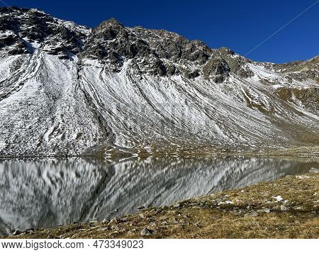 High Alpine Lake Lai Da La Scotta (schottensee Or Schotten Lake) On The Swiss Mountain Road Pass Flu
