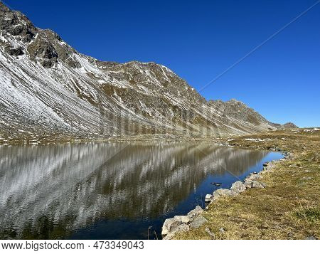 High Alpine Lake Lai Da La Scotta (schottensee Or Schotten Lake) On The Swiss Mountain Road Pass Flu