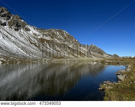 High Alpine Lake Lai Da La Scotta (schottensee Or Schotten Lake) On The Swiss Mountain Road Pass Flu