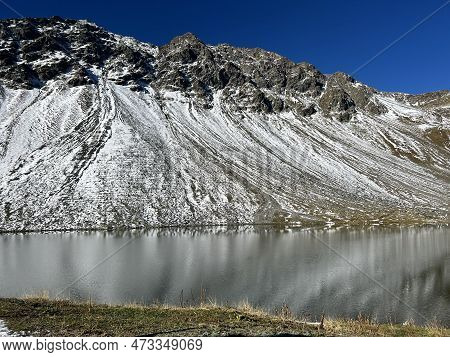 High Alpine Lake Lai Da La Scotta (schottensee Or Schotten Lake) On The Swiss Mountain Road Pass Flu