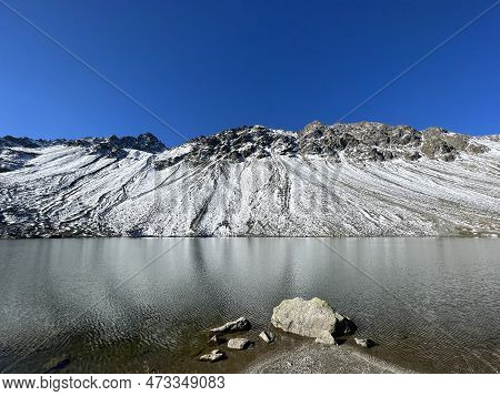 High Alpine Lake Lai Da La Scotta (schottensee Or Schotten Lake) On The Swiss Mountain Road Pass Flu