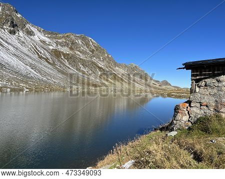 High Alpine Lake Lai Da La Scotta (schottensee Or Schotten Lake) On The Swiss Mountain Road Pass Flu