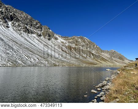 High Alpine Lake Lai Da La Scotta (schottensee Or Schotten Lake) On The Swiss Mountain Road Pass Flu