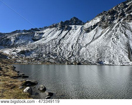 High Alpine Lake Lai Da La Scotta (schottensee Or Schotten Lake) On The Swiss Mountain Road Pass Flu