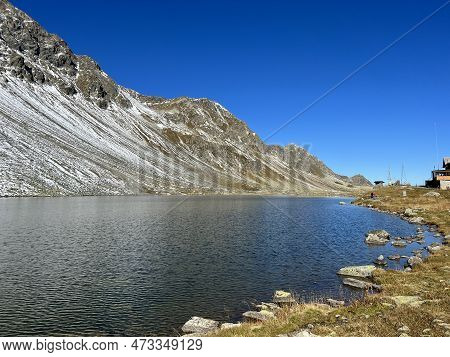 High Alpine Lake Lai Da La Scotta (schottensee Or Schotten Lake) On The Swiss Mountain Road Pass Flu