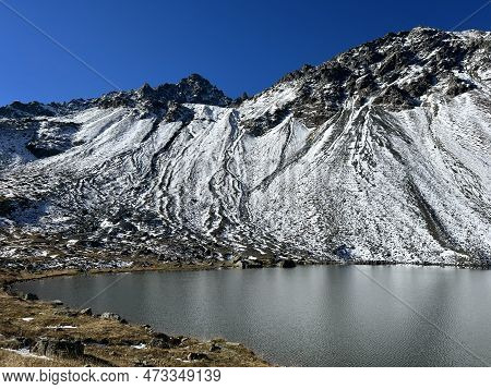 High Alpine Lake Lai Da La Scotta (schottensee Or Schotten Lake) On The Swiss Mountain Road Pass Flu