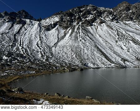 High Alpine Lake Lai Da La Scotta (schottensee Or Schotten Lake) On The Swiss Mountain Road Pass Flu