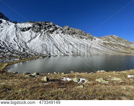 High Alpine Lake Lai Da La Scotta (schottensee Or Schotten Lake) On The Swiss Mountain Road Pass Flu