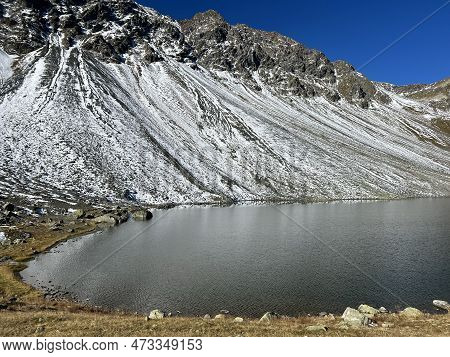High Alpine Lake Lai Da La Scotta (schottensee Or Schotten Lake) On The Swiss Mountain Road Pass Flu