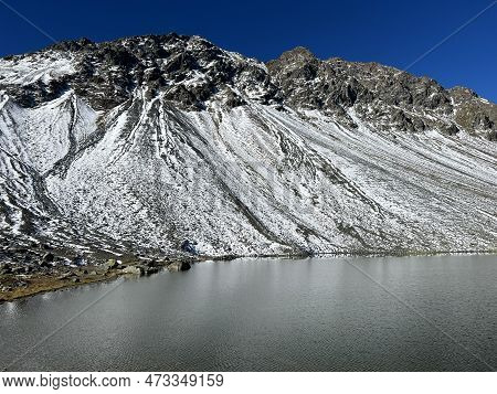 High Alpine Lake Lai Da La Scotta (schottensee Or Schotten Lake) On The Swiss Mountain Road Pass Flu