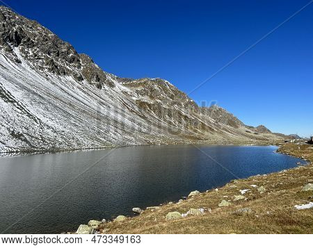 High Alpine Lake Lai Da La Scotta (schottensee Or Schotten Lake) On The Swiss Mountain Road Pass Flu